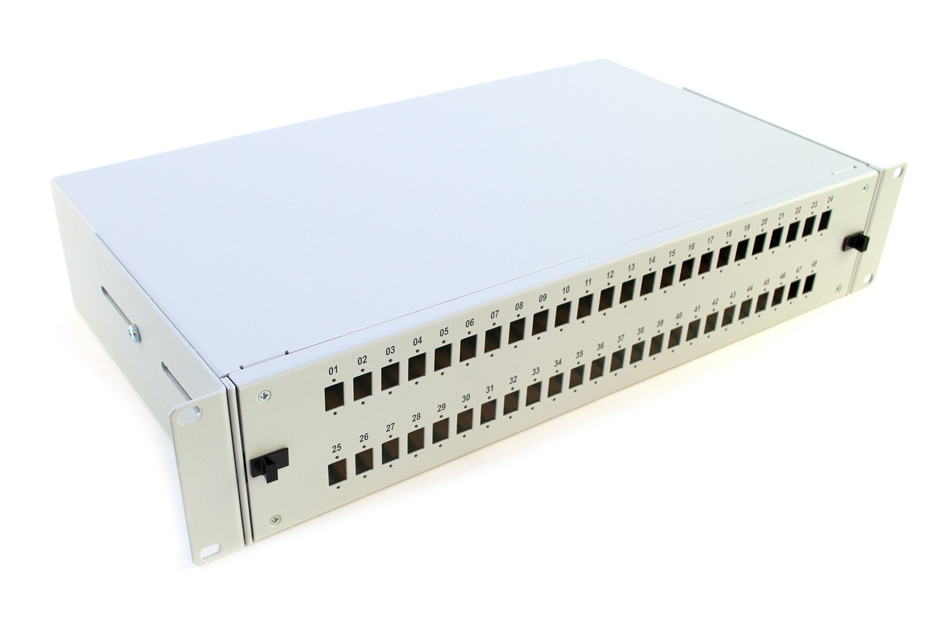 Empty 2U patch panel with LC front panel